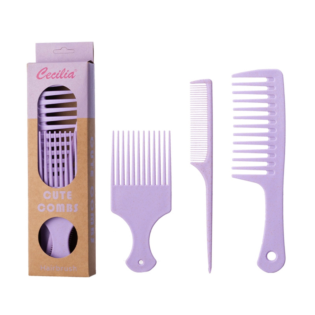 Afro Pick Comb - 3 Pack Hair Combs Set, Wheat